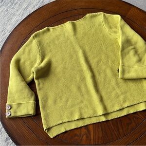 Habitat Lime Green Women's Sweater with Buttoned Cuffs